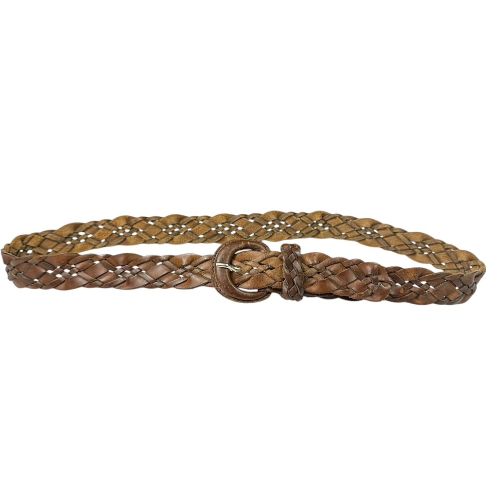 Brown Genuine Leather Braided Casual Belt Size Large
